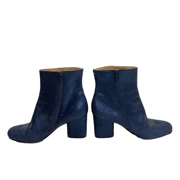 Maison Margiela Ankle Boots Size 38 Navy Blue Metallic Heels Leather Italy - Picture 7 of 16